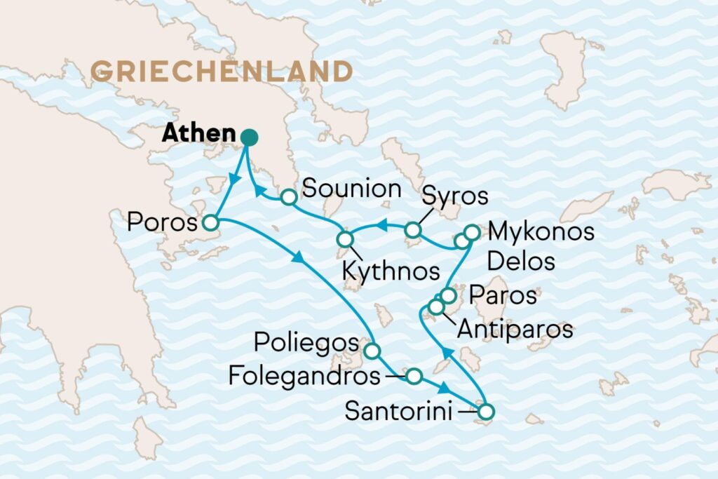 Kykladen Kreuzfahrt Route