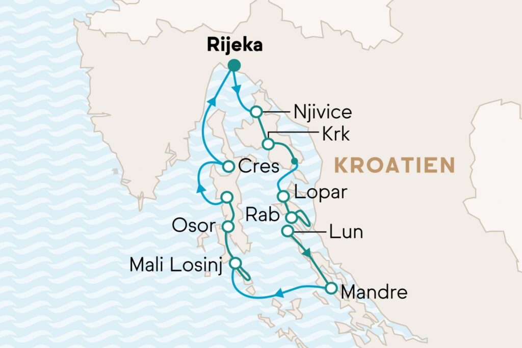 E Bike Kreuzfahrt Kvarner Bucht Route