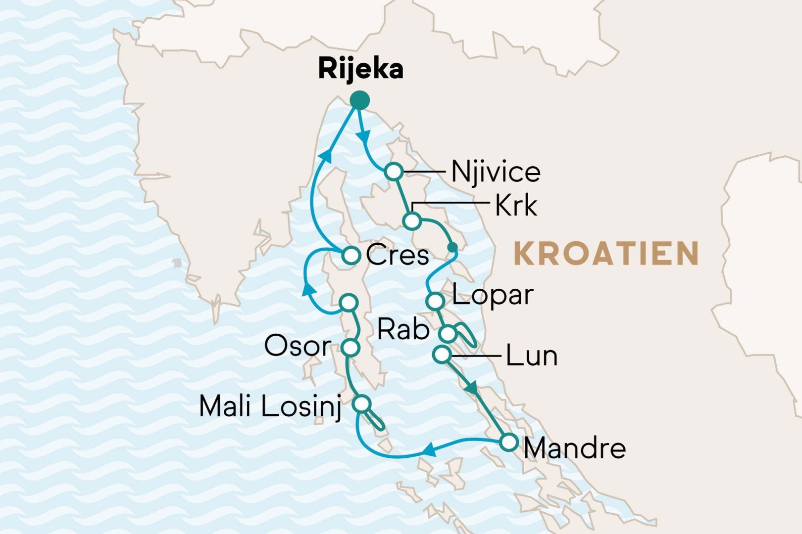 Karte mit Reiseverlauf